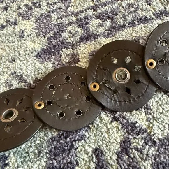 Vintage Western Leather Bohemian Festival Women’s Belt Silver Medallion Summer - Picture 10 of 10